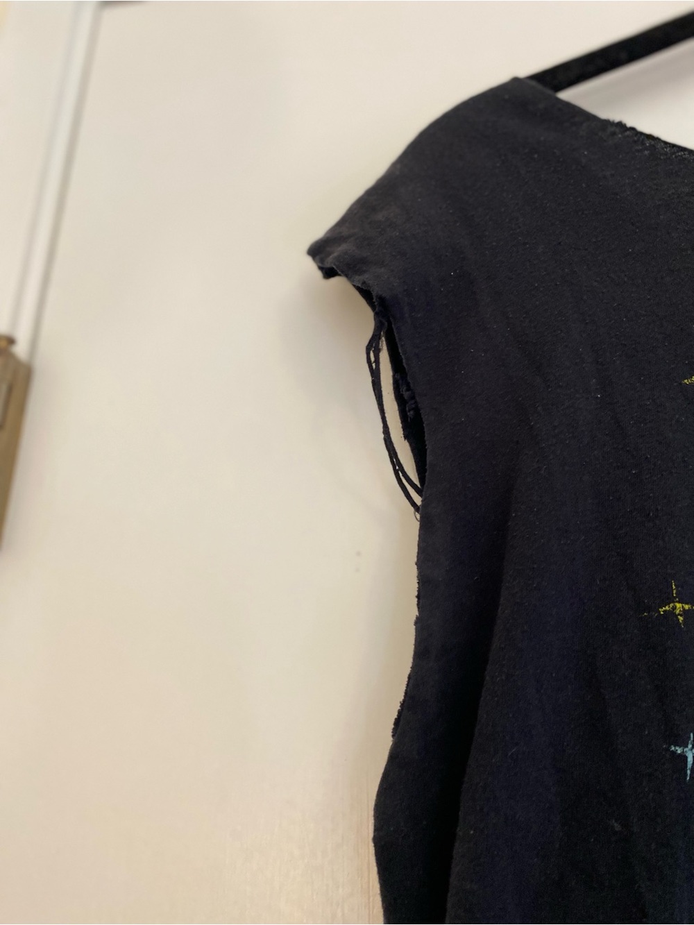 David Bowie Graphic Distressed Tank Top - Black with Multicolor Lightning Print - Picture 3 of 5